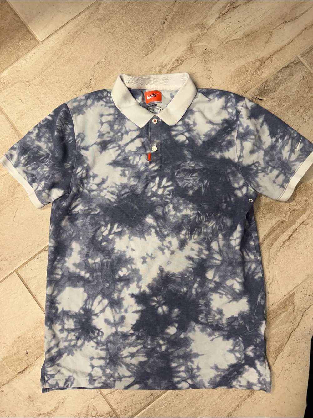 Nike Men's Blue Tie-Dye Golf Polo Shirt